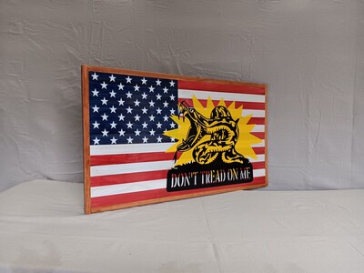 Handmade American flag with Don't tread on me - image1